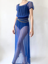 Load image into Gallery viewer, Antique 1930s Sheer Blue Silk Slip Dress (XS)