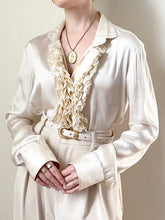 Load image into Gallery viewer, Vintage Italian Pure Silk Ruffle Blouse (S/M)