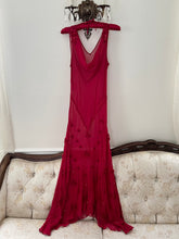 Load image into Gallery viewer, 90s Red Sheer Silk Designer Gown Dress (S/M)