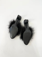 Load image into Gallery viewer, Black Feather Kitten Heel Mules (5.5)