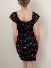 Load image into Gallery viewer, Red Rosette Embroidered Vintage Milkmaid Mini Dress (XS)