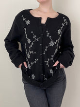 Load image into Gallery viewer, Silk Angora Blend Floral Beaded Cardigan (L)