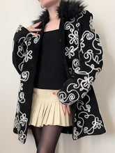 Load image into Gallery viewer, Black Suede Floral Embroidered Coat (S)