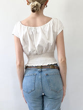 Load image into Gallery viewer, Bohemian Lace Up 90s Peasant Blouse (S)