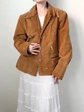 Load image into Gallery viewer, Vintage Gold Charm 90s Leather Suede Jacket (M)