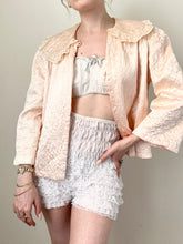 Load image into Gallery viewer, Pink Silk Satin Quilted Antique 1930s 1940s Bed Jacket (S)