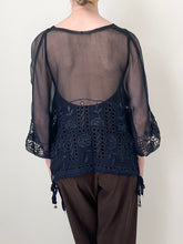 Load image into Gallery viewer, Antique 1920s Black Silk Blouse (S/M)