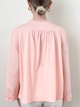 Load image into Gallery viewer, Pink Silky Lace Trim 1960s Princess Lace Trim Bed Jacket (S)