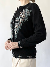 Load image into Gallery viewer, Black Light Bright 1950s Beaded Cardigan (S)