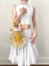 Load image into Gallery viewer, Antique Edwardian 1900s Mustard Yellow Crochet Purse Bag