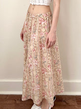Load image into Gallery viewer, Vintage Blush Roses Silk Midi Skirt (26”)