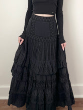 Load image into Gallery viewer, Black Eyelet Cotton Boho Fairy Tier Skirt (S, 28”)