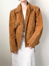 Load image into Gallery viewer, Vintage Gold Charm 90s Leather Suede Jacket (M)