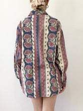 Load image into Gallery viewer, Floral Stripe 80s Button Up Blouse (S)