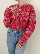 Load image into Gallery viewer, Red Wool Winter Cardigan Sweater (S/M)