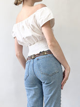 Load image into Gallery viewer, Bohemian Lace Up 90s Peasant Blouse (S)
