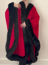 Load image into Gallery viewer, Parisian Red Wool Fur Trim Cape (M/L)