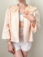 Load image into Gallery viewer, Pink Silk Satin Quilted Antique 1930s 1940s Bed Jacket (S)