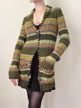 Load image into Gallery viewer, Green Striped Ribbon Cardigan Sweater (XS/S)