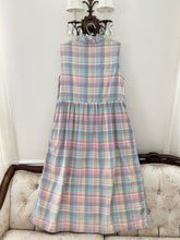 Load image into Gallery viewer, 80s Pastel Colorful Plaid Dress (L)