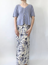 Load image into Gallery viewer, Blue Floral 90s Midi Dress and Cardigan Set (6, S/M)