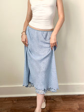 Load image into Gallery viewer, Vintage Blue Polka Dot Reversible Midi Skirt (S)