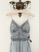 Load image into Gallery viewer, Blue Gray Beaded Tulle Mini Dress (S)
