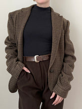 Load image into Gallery viewer, Vintage Wool Ralph Lauren Brown Plaid Blazer (8)