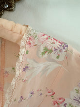 Load image into Gallery viewer, Peach Pink Floral Puff Sleeve Antique 1930s 1940s Silk Tie Bed Jacket Blouse (S/M)