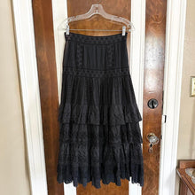 Load image into Gallery viewer, Black Eyelet Cotton Boho Fairy Tier Skirt (S, 28”)