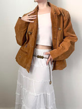 Load image into Gallery viewer, Vintage Gold Charm 90s Leather Suede Jacket (M)