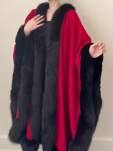 Load image into Gallery viewer, Parisian Red Wool Fur Trim Cape (M/L)