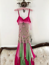 Load image into Gallery viewer, 90s Pink & Green Silk Designer Fairy Gown Dress (S/M)