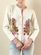 Load image into Gallery viewer, 80s 90s Teddy Bear Cardigan Sweater (xxs)