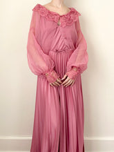 Load image into Gallery viewer, Pink Mauve Silky Slip Dress Nightgown & Bed Jacket Set (M)