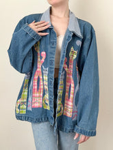 Load image into Gallery viewer, 1990s Shabby Chic Denim Novelty Cat Jean Jacket (L)