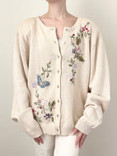 Load image into Gallery viewer, Embroidered Flowers and Butterfly Cardigan Sweater (XL)