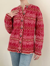Load image into Gallery viewer, Red Wool Winter Cardigan Sweater (S/M)