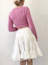 Load image into Gallery viewer, Pink Pointelle Heart Cropped Cardigan (XS)