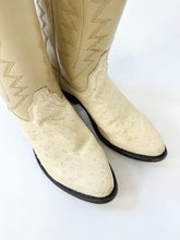 Load image into Gallery viewer, Oatmilk Latte Ostrich Leather Cowboy Boots (5.5)