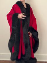 Load image into Gallery viewer, Parisian Red Wool Fur Trim Cape (M/L)