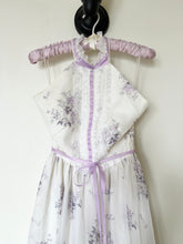 Load image into Gallery viewer, 1970s Purple Lavender Floral Organza Ribbon Dress (XS/S)
