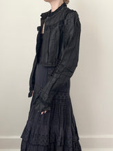 Load image into Gallery viewer, Antique Victorian Black Silk Satin Bodice (XS/S)