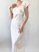 Load image into Gallery viewer, 1970s White Slip Dress Nightgown with Pink Lace Trim (S-L)