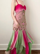Load image into Gallery viewer, 90s Pink & Green Silk Designer Fairy Gown Dress (S/M)