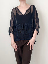 Load image into Gallery viewer, Antique 1920s Black Silk Blouse (S/M)