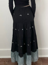 Load image into Gallery viewer, Black and Grey Cotton Silver Sequin Boho Fairy Skirt (L, 30”)