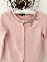Load image into Gallery viewer, Pink Vintage 1950s Style Beaded Bow Cardigan Sweater