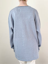Load image into Gallery viewer, Blue Embroidered Vintage Flowers and Butterfly Cardigan Sweater (L)