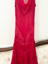 Load image into Gallery viewer, 90s Red Sheer Silk Designer Gown Dress (S/M)